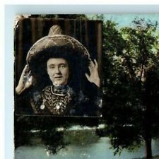 1909 Selfie Portrait Sombrero Lily Pond Soldiers Home Dayton OH RPPC Postcard picture