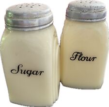 Vintage McKee Roman Arch Custard Flour Sugar Shakers Black  Letters UV Reactive picture