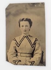 19thC Tintype Hand Colored Beautiful Young Woman Pink Cheeks picture