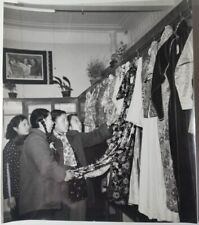 Original Chinese Press Photo Girls Excited for Silk Dresses in Shanghai Store picture