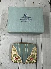 Vintage American Powder Makeup Compact Mirror Floral Design Original Box Good picture