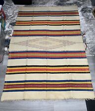 Antique Mexican Serape Saltillo Large Wool Blanket Throw Beautiful Multicolor picture