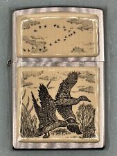 Vintage 2004 Scrimshaw Flying Ducks Chrome Zippo Lighter NEW Mint Condition picture
