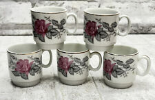 Jay's Japan Small Tea Or Coffee Mugs Rose Themed Set Of 5 Vintage picture