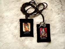 St. Kateri Tekakwitha Our Lady of Guadalupe Brown Scapular 100%Wool Handmade  picture