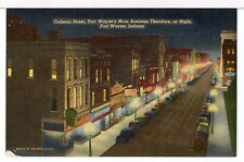 1948 Calhoun Street at Night, The Main Business Throrofare, Ft Wayne IN Postcard picture