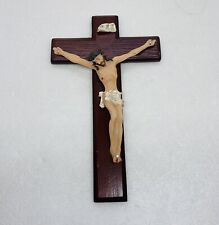 Vintage INRI Jesus Christ Wood Crucifix Cross Wall Hanging Art 7.5” Icon 6 picture