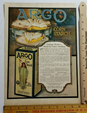 Antique 1919 Paper Advertising ARGO CORN STARCH Roll Recipes LESLIE'S WEEKLY A7 picture