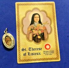 St THERESE of Lisieux Saint Medal with Relic Holy Card Medal Roses 1