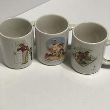 Set of 3 Coffee Cups Mugs Vintage 1987 Norman Rockwell Museum Collection picture