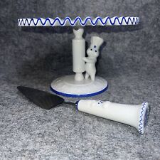 2004 Danbury Mint Pillsbury Doughboy Porcelain Cake Stand And Knife picture