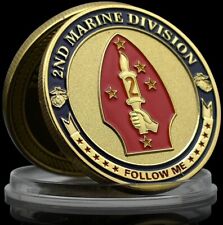 US Marine Corps Comemmorative Medal 2ND Marine Division Gold Military Coin  picture