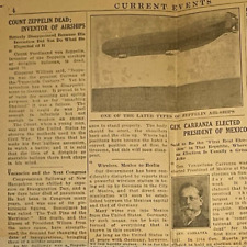 March 16, 1917 Current Events newspaper WWI U-Boats Count Zeppelin Dead picture