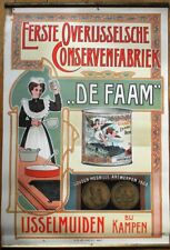 Can/Canning Factory 1910 Advertising Poster: De Faam w/Maid - Color Litho, 12x17 picture