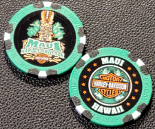 MAUI HD ~ Maui, HAWAII ~ (WIDE PRINT Green/Black) Harley Davidson Poker Chip picture