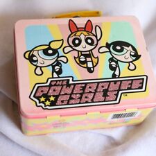 2000 Vintage The Powerpuff Girls Cartoon Network Pink Glitter Metal Lunch Box picture