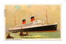 RMS MAURETANIA AT SEA, CUNARD SHIP LINE ARTIST IMAGE used CANAL ZONE PANAMA 1962 picture