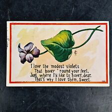 ANTIQUE 1909 DB FRED L. CAVALLY SIGNED ROMANTIC POST CARD WITH VIOLETS POSTED picture