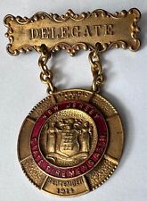 1914 New Jersey State Fireman Association Atlantic City Delegate Pinback Medal picture