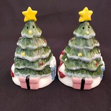 Christmas Tree Shakers with Star and Presents Ceramic 3½