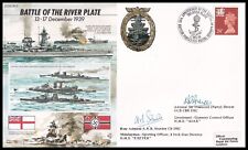 Battle of the River Plate WWII Cover Signed DREYER GCB & STURDEE DSC in action picture
