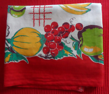Vintage Feed Sacks Fabric Red Greens Yellow Fruits w/ Red Boards 37