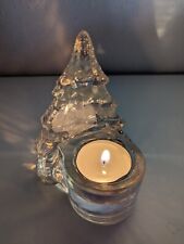 Vintage Heavy Glass CHRISTMAS TREE Candle tea light Holder RARE Taiwan MCM 3D picture