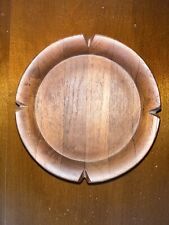 Vintage 1960's Teak Wood Hong Kong Hand Carved Ash Trays Cigar Ashtray 6” picture
