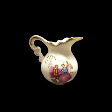 Ardco Porcelain Courting Couple Victorian Gold Miniature Pitcher Creamer Vintage picture