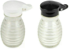 Moisture Proof Beehive Salt and Pepper Shakers | Black and White Hinged Flip Top picture
