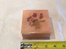 Vintage Hand Carved Genuine Alabaster Trinket Box Made in Italy/Hinged Lid picture