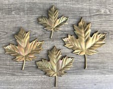 VTG 4 Brass Maple Leaf Wall Hangings Rainbow Patina Mid Century Autumn MCM Decor picture