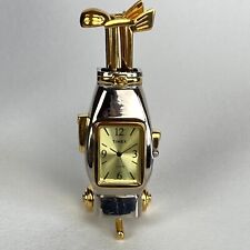 Timex Golf Mini Clock Gold Silver Two Tone Fathers Day w/Box New Battery 3.5