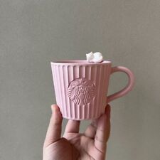 NEW Starbucks Valentine's Day 3D Cat Vertical Stripe Ceramic Cup Pink Coffee Mug picture