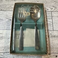 ONEIDACRAFT Deluxe Stainless 2 Piece Baby Set 4.25” Vintage Fork Spoon picture
