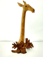 Carved Detailed Wood Giraffe with natural finish, stands 11 inches high picture