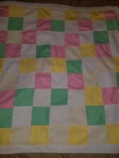 Vintage Small Patchwork Baby Quilt Polyester Pastel Colors  33