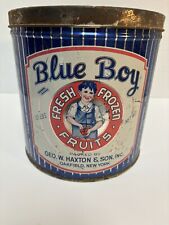 The Vintage Blue Boy fresh frozen fruits 10 Lbs.tin can with a boy. 8 IN. Tall picture