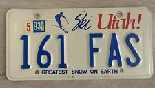Utah License Plate Ski 161 FAS Vtg 1993 picture