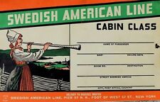 1940's-50's Swedish American Line Steamship Luggage Label Fabulous *G picture