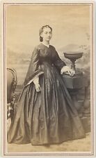 Pretty Young Lady Painted Backdrop New York 1860s CDV Carte de Visite X396 picture