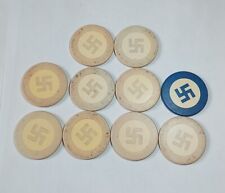 Vintage Lot of 10 Good Luck Swastika Whirling Logs Symbol Clay Poker Chips picture