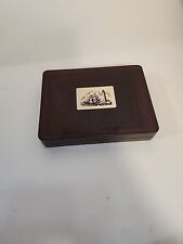 VINTAGE ZIPPO PLAYING CARDS 2 DECKS 1 SEALED SCRIMSHAW PICTURE  PLASTIC CASE picture