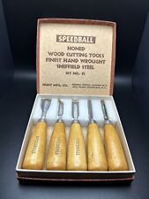 Vintage SPEEDBALL #15 5 Piece Chisel Set Honed Wood Cutting Tool Sheffield Steel picture