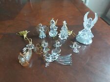 Set Of 8 Glass Blown  Angels Christmas Tree Chrystal  Ornaments & Light Up Angel picture