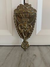 Antique English Brass Floral Wall Pocket picture