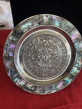 Mexico Sterling Silver Abalone Aztec Plaque 🦋 picture