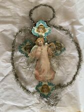 1880s Angel German  Tinsel  Die~Cut ORNAMENT  Beautiful 13 Inches picture