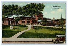 c1910's Union Station Depot Cars Providence Rhode Island RI Antique Postcard picture