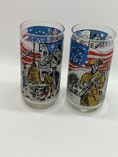 2 Vtg 1776 1976 Independence Patriotic America Libbey Glass Tumblers Bicentennia picture